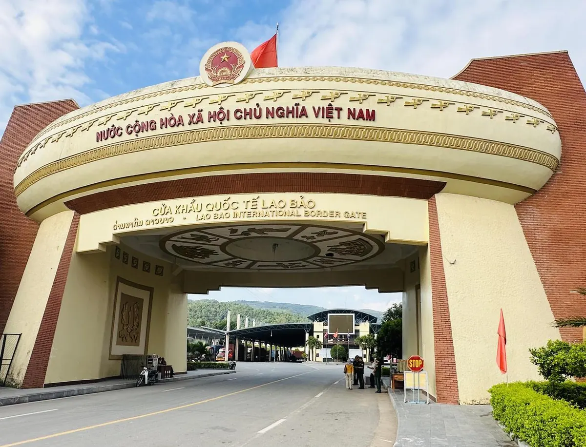 Lao Bao International Border Gate arch on the Vietnam side